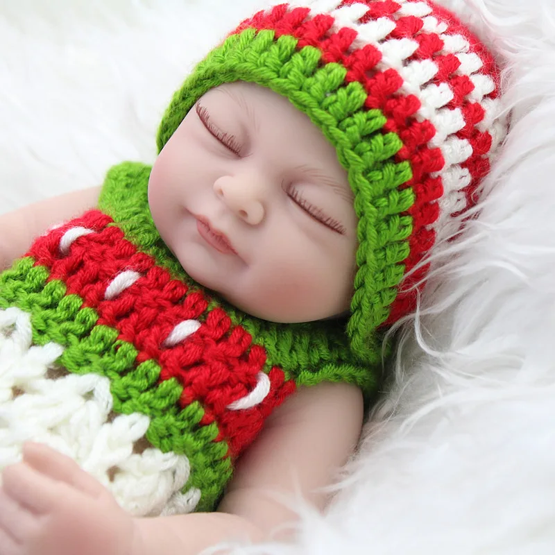 26cm Green Dolls Toys Realistic Mini Reborn Soft Silicone Sleeping Reborn Girls Dolls