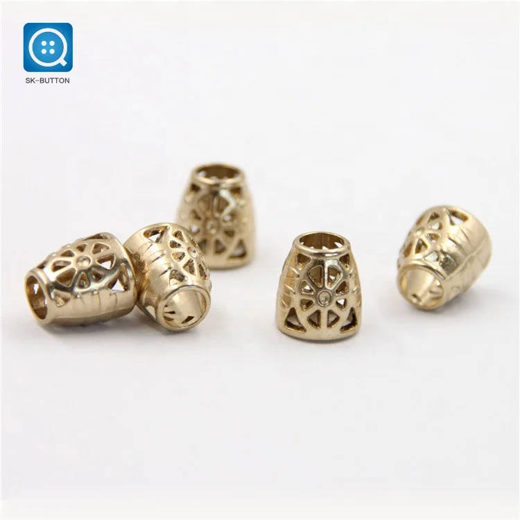 high quality Zinc Alloy gold Metal Rope button Cord ends stopper for swimwear