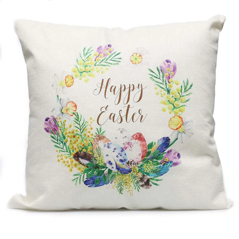 Новое поступление 45*45 см льняные пасхальные яйца с кроликом чехлы на подушки для весны, праздника, украшения дома, подушки