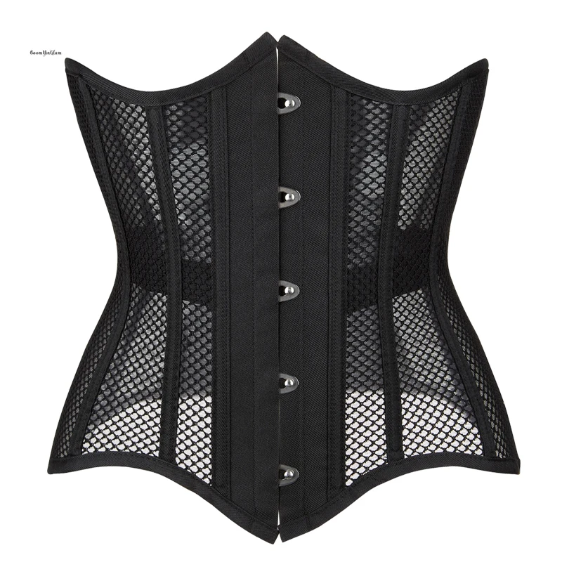 14 Rods Sexy Gothic Corset Hourglass Waist Trainer  Bustier Underbust Mesh Corselet Slimming Shapewear Women Girdle Corsets