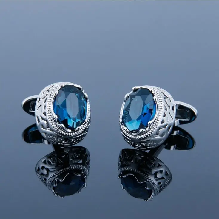 
Fashion Sapphire cufflinks ruby cuff-links red or blue cuff button,Sparkling Crystal LuxuriousRhinestones cufflink brand 
