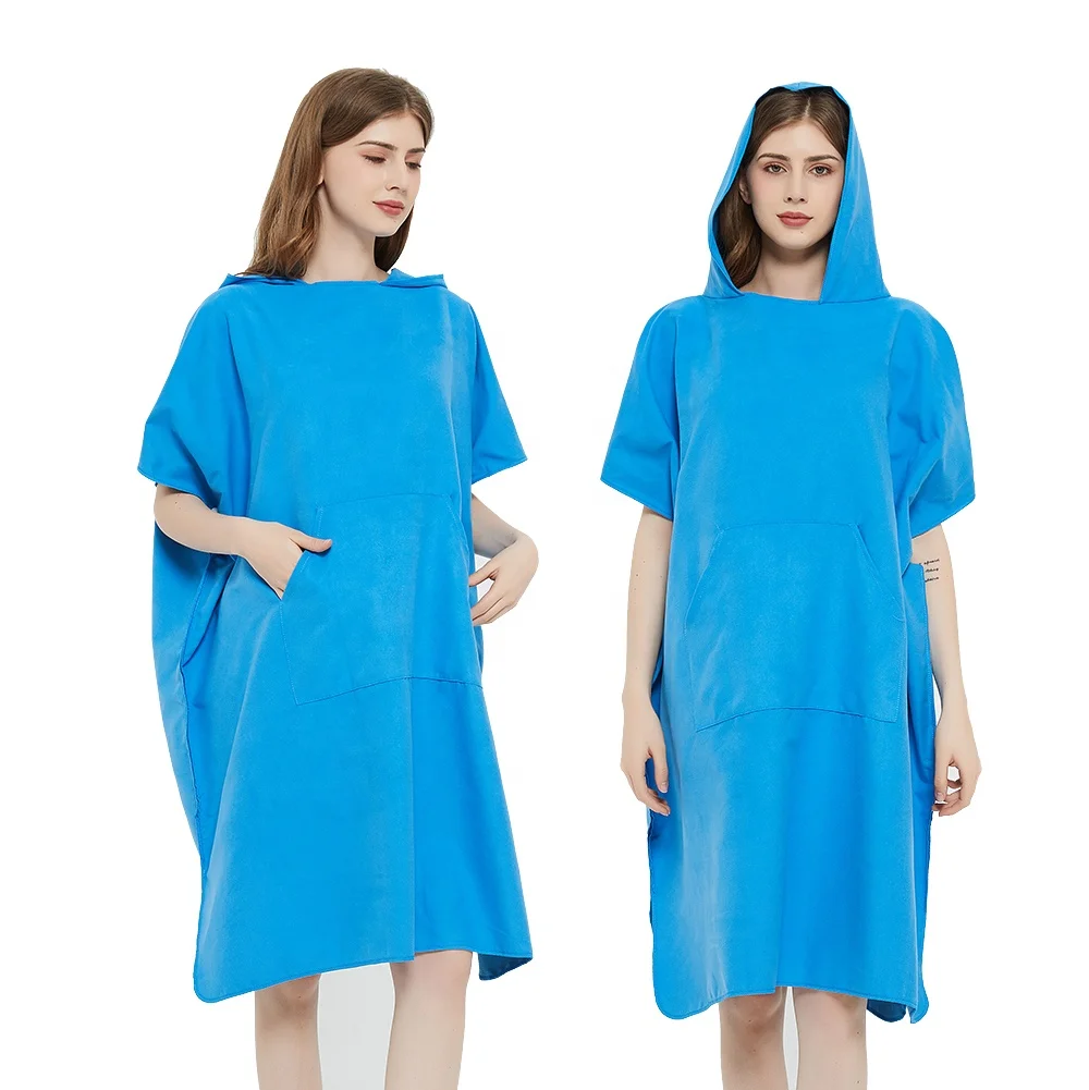 Custom Hooded Poncho Cape Beach Bath Towel Kids & Adults Quick Drying Microfiber Wholesale With Pocket