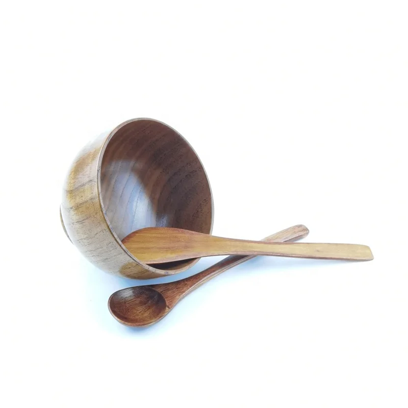 eco friendly 4inch 9.5cm nature skin care face mask mixing bowl set reusable kitchen wood bowls