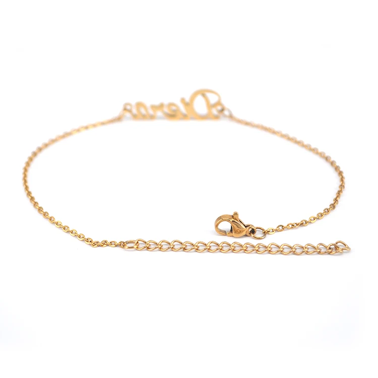 Customized Stainless Steel 18K Gold Plated Personalised Anklet