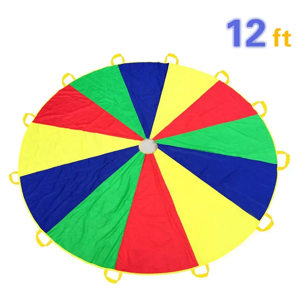 Outdoor Rainbow Umbrella Multicoloured Rip Stop Nylon Kid Parachute Toys For Kids