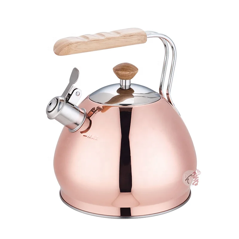 Realwin Stainless Steel Kettle Copper Color Coating Whistling Tea Kettle Water Teapot For Induction Cooker