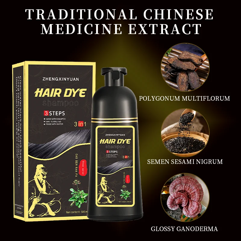 The best herbal ammonia free ginseng hair dye Covering white hair Professional Black Hair Shampoo