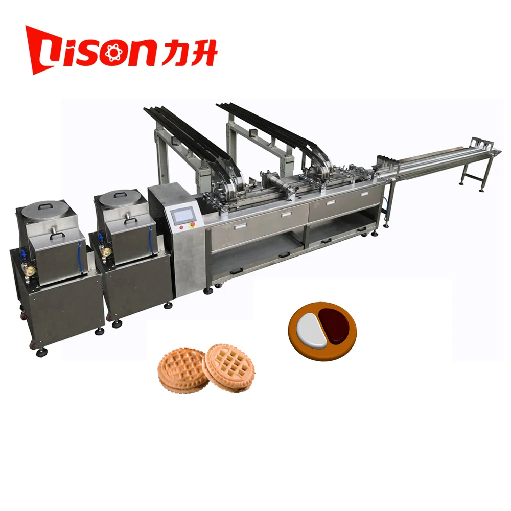 Two color cream filling sandwich biscuit making machine price