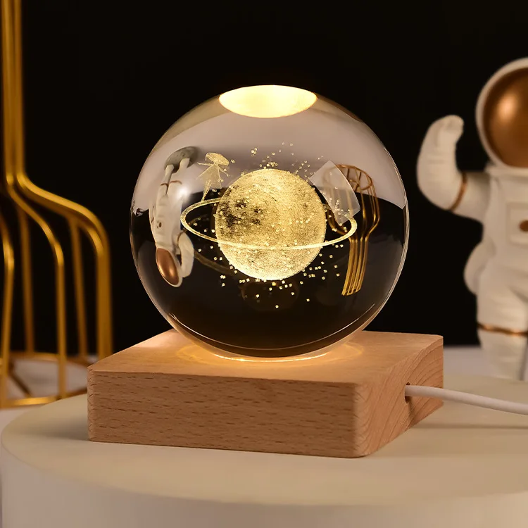 Оптовая продажа креативный 3D светодиодный хрустальный шар со звездами ручной работы галактика луна ночник Подарок на годовщину