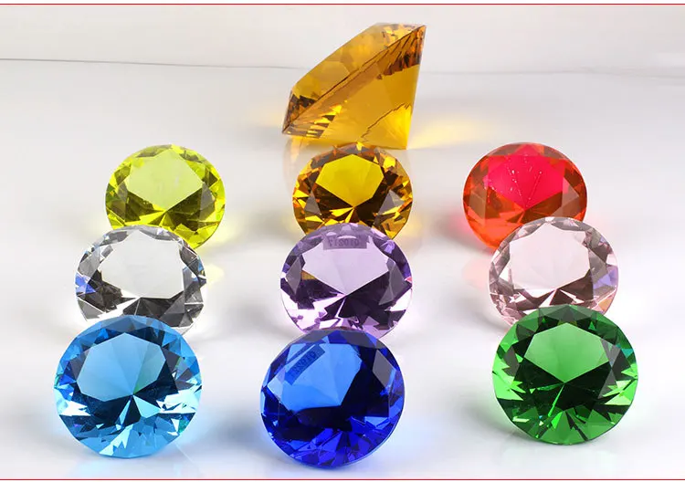 Wholesale Cheap Multicolor Glass Diamonds Paperweights 60mm 80mm 100mm Crystal Diamonds for Home Decoration