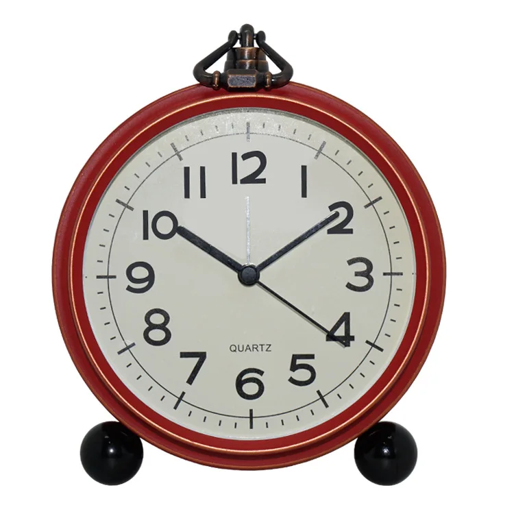 American Style Retro Desk Alarm Clock with Radio Silent Luxury Desktop Decoration Bedroom Old-Fashioned Luxury Clock