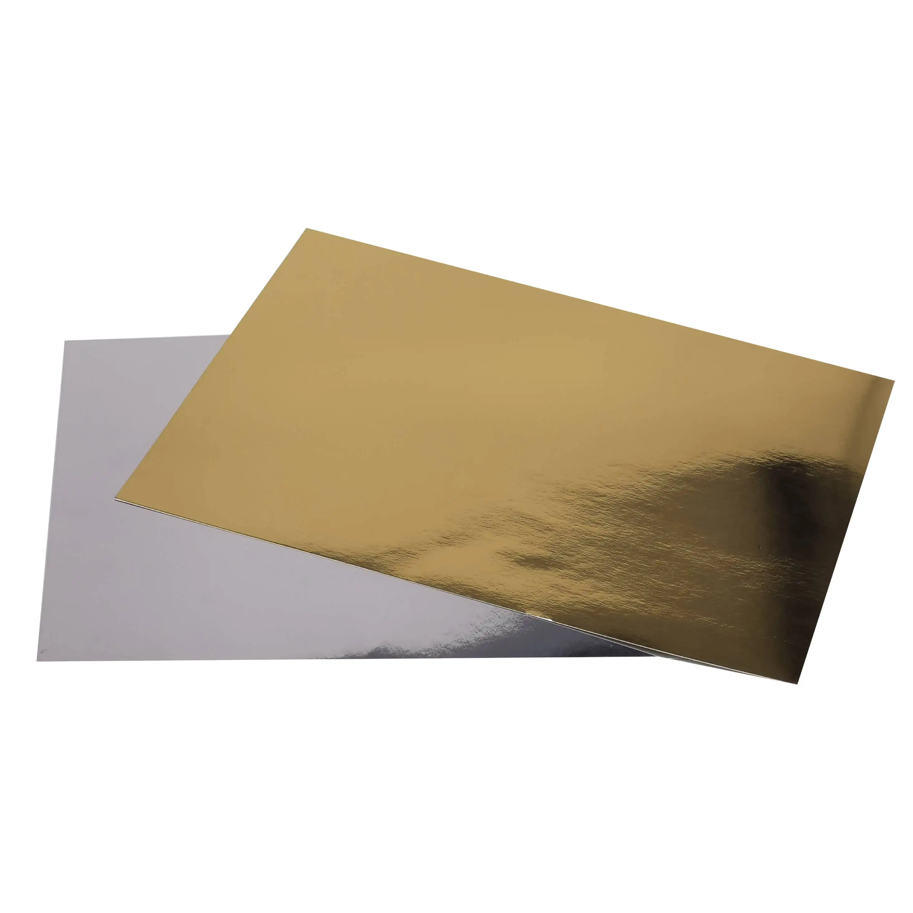 Metallic gold and silver glossy paperboard for printing and packaging