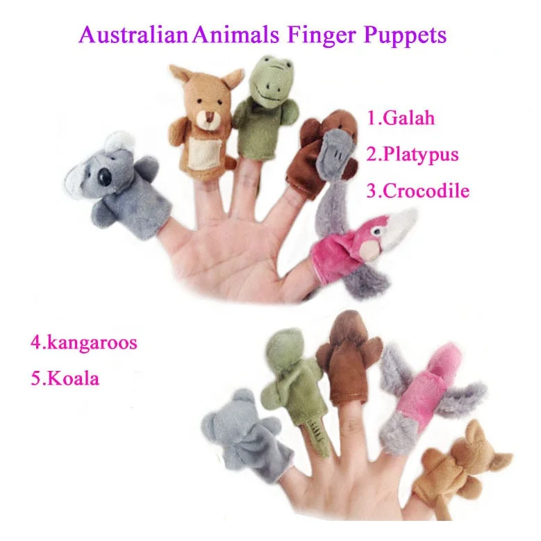 5pcs Plush Toy Story Doll Australia Animal Koala Kangaroo Crocodile Platypus Galah Finger Puppet