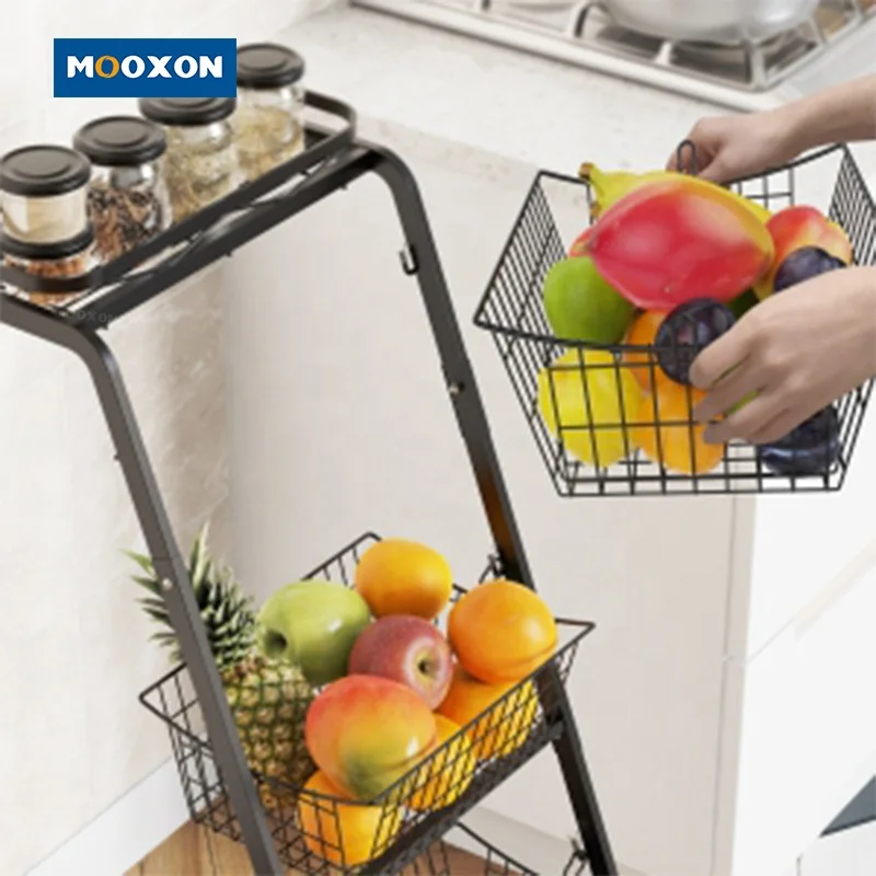 Multifunctional Iron Mesh Wire Metal Rack Fruit Holder Shower Shelf Hanging Bathroom Storage Organizer Basket With Wheels