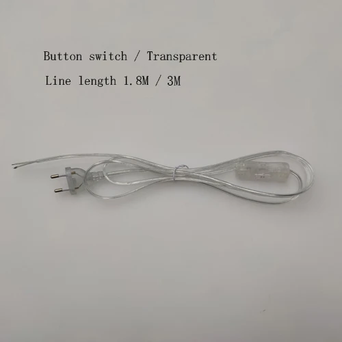 PVC cable 2*0.75mm2 black white clear color factory price on/off switch with EU plug CE VDE certification