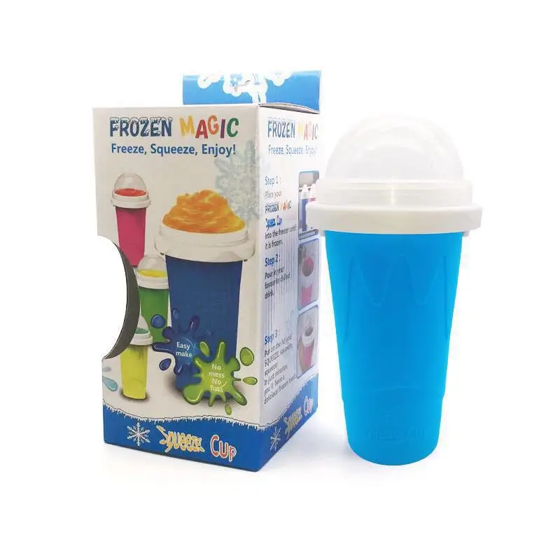 Newly Silicone Slushy  Maker Ice Cream Tool Silicone Frozen Smoothie Cup