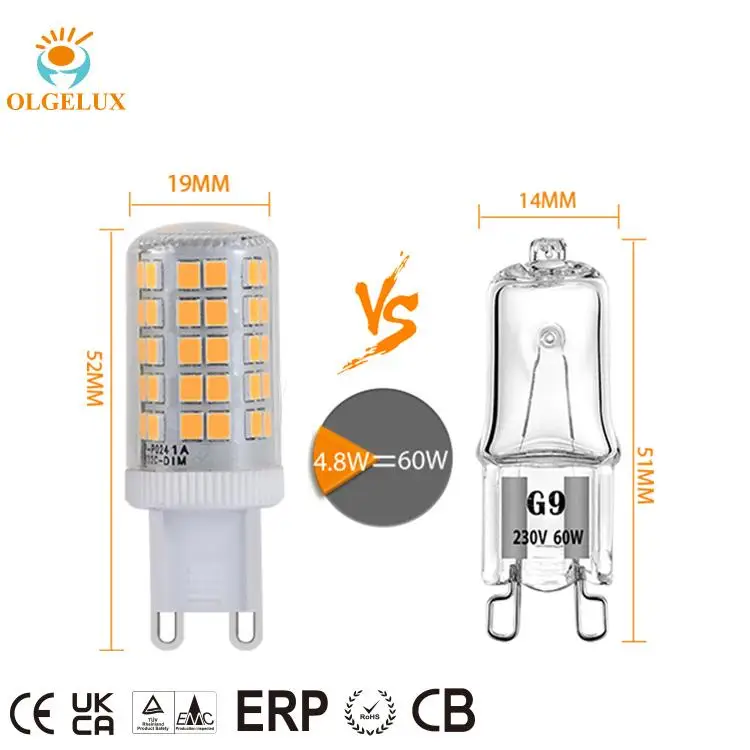 High Quality Cheap Price LED Bulb G9 AC220-240V Energy-saving 60W Halogen Equivalent SMD Corn Bulb