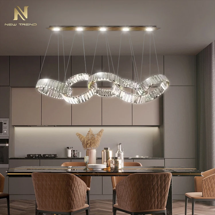 Новый дизайн, внутреннее украшение, светодиодное освещение для отеля, виллы, торгового центра, лестницы, роскошная кольцевая хрустальная люстра на заказ