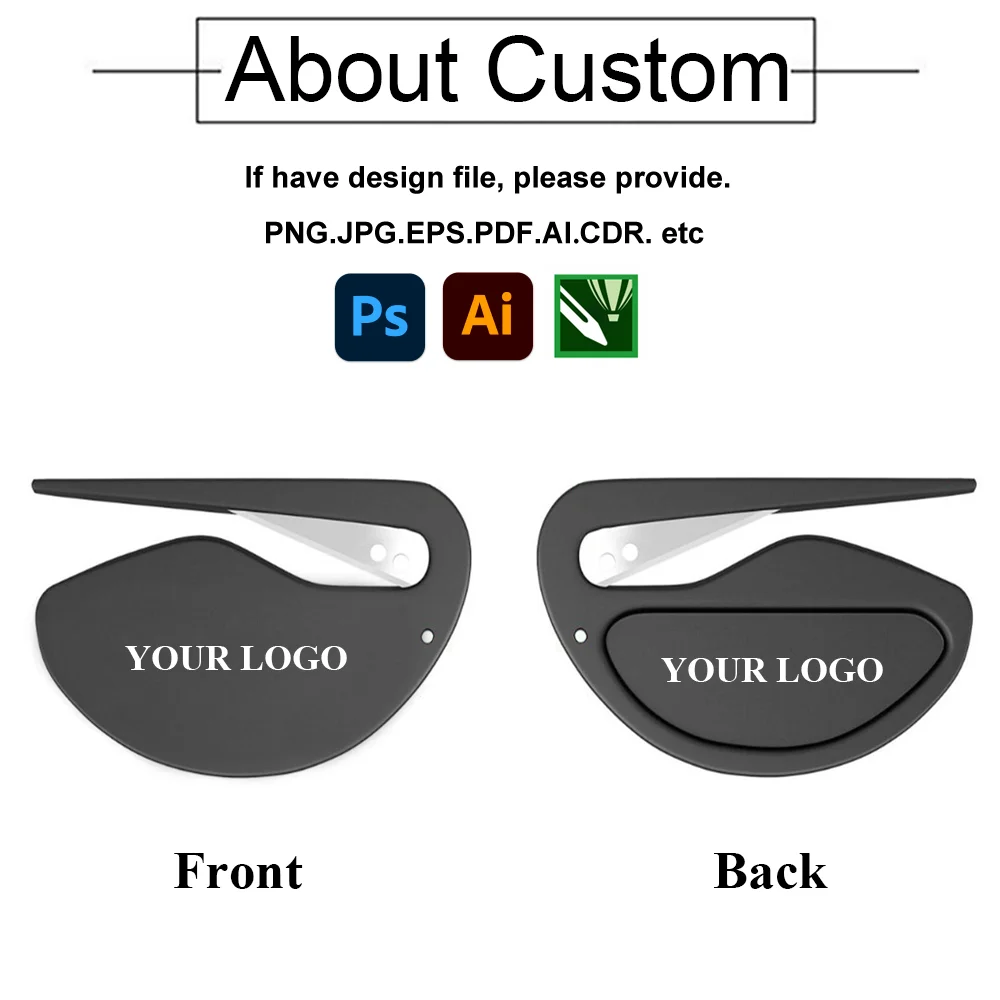 Custom Logo Letter Opener Envelope Slitter Mail Opener Plastic Razor Blade Paper Knife for Envelope Package Paper Box and Mail
