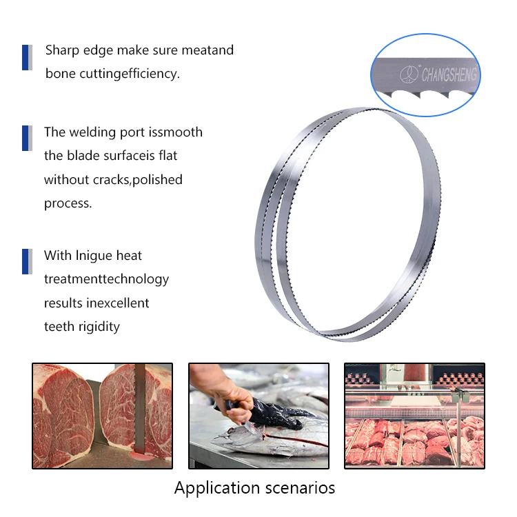 Frozen Meat And Bone Saw Blade Fast Cutting Durable Band Saw Blade For Meat Bone blade band saw machine