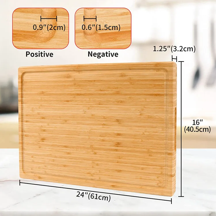 Modern Design Kitchen Extra Large Wood Chopping Butcher Block Bamboo Cutting Board With Handle And Juice Groove
