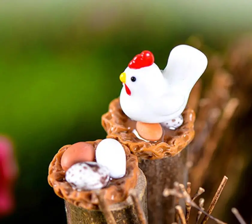 Crafts Terrarium Figurine Fairy Garden Dollhouse Chicken Animals Statue Figures Decor Miniature Bonsai DIY Resin for Teens Gift