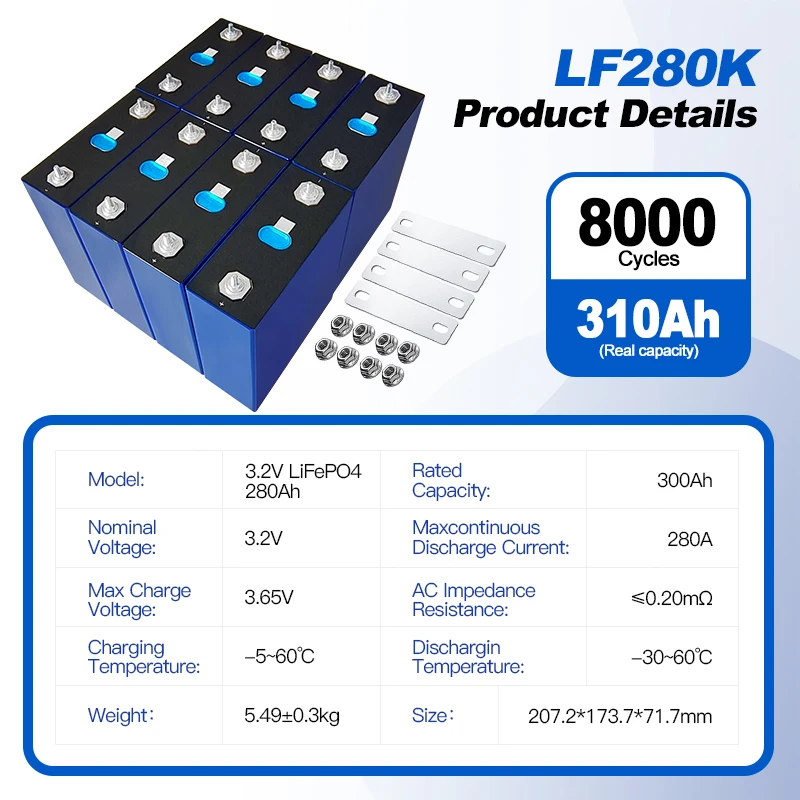 DDP Free tax EU Stock 3.2v lifepo4 batterie cell 280ah V3 Version LF280K Lifepo4 batterie 8000cycle rechargeable lifepo4 cell