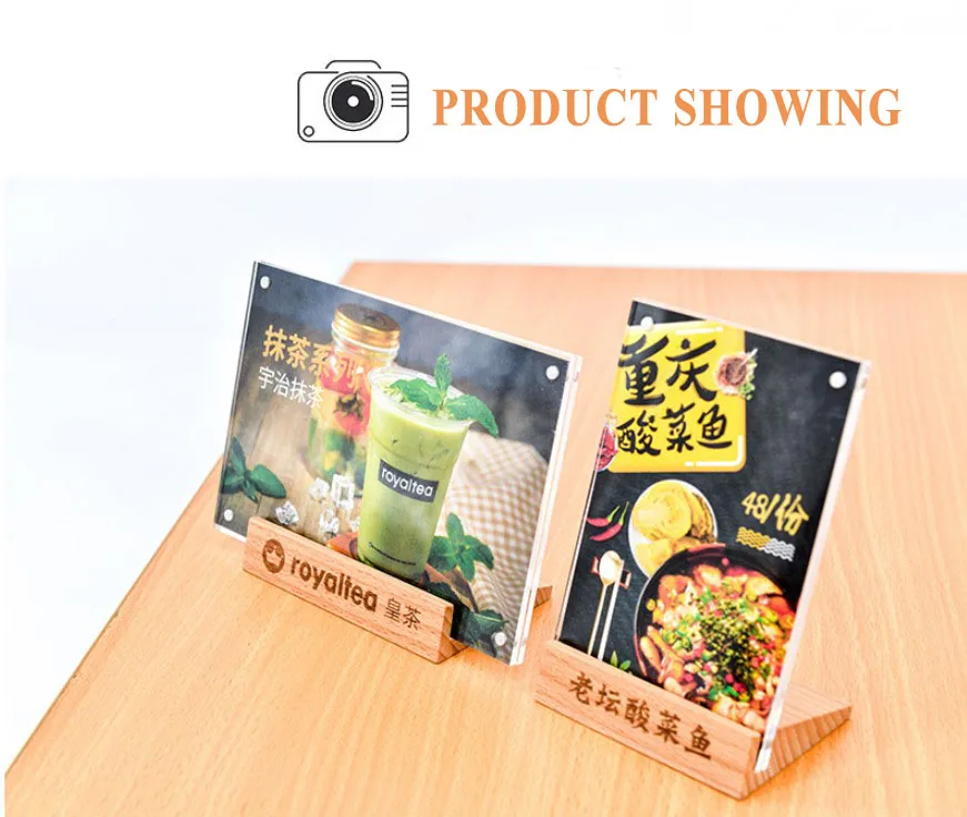
Customized Restaurant l-Shaped Frame Stand Table Acrylic Menu Holder On Sale 