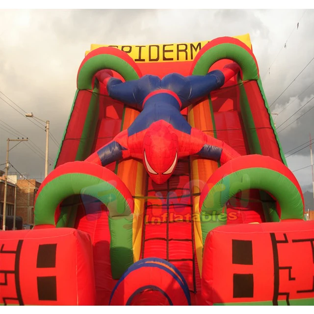 New design inflatable games spiderman air bounce house inflatable slides for kids