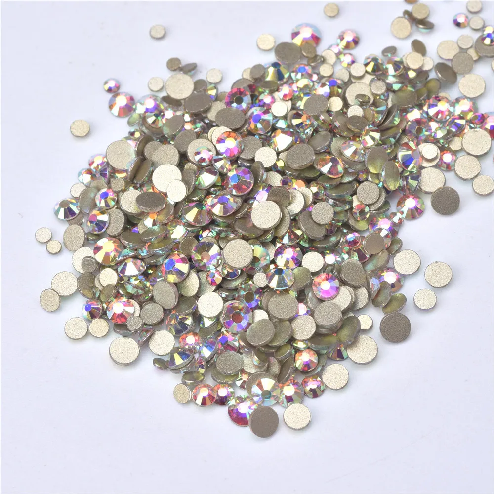 Hot sale ss6-ss30 Glass Transparent Rhinestones Non Hotfix Bulk Ab Crystal Flatback Cut Rhinestone Press On Nail arts