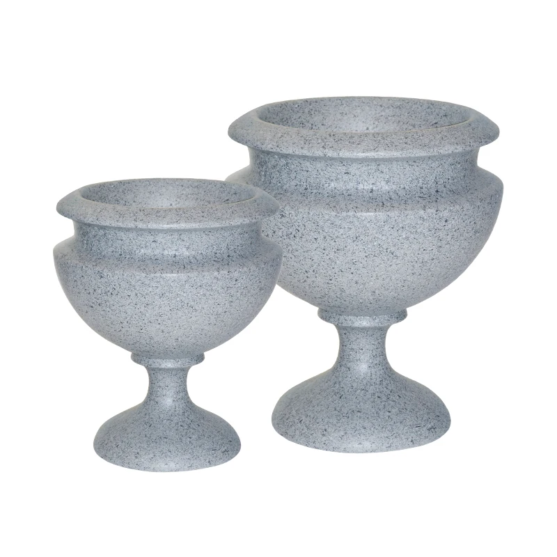Home Decorative Plant Pots Grey Urn Planter Indoor Outdoor Fiber Clay Flower Plant Pots