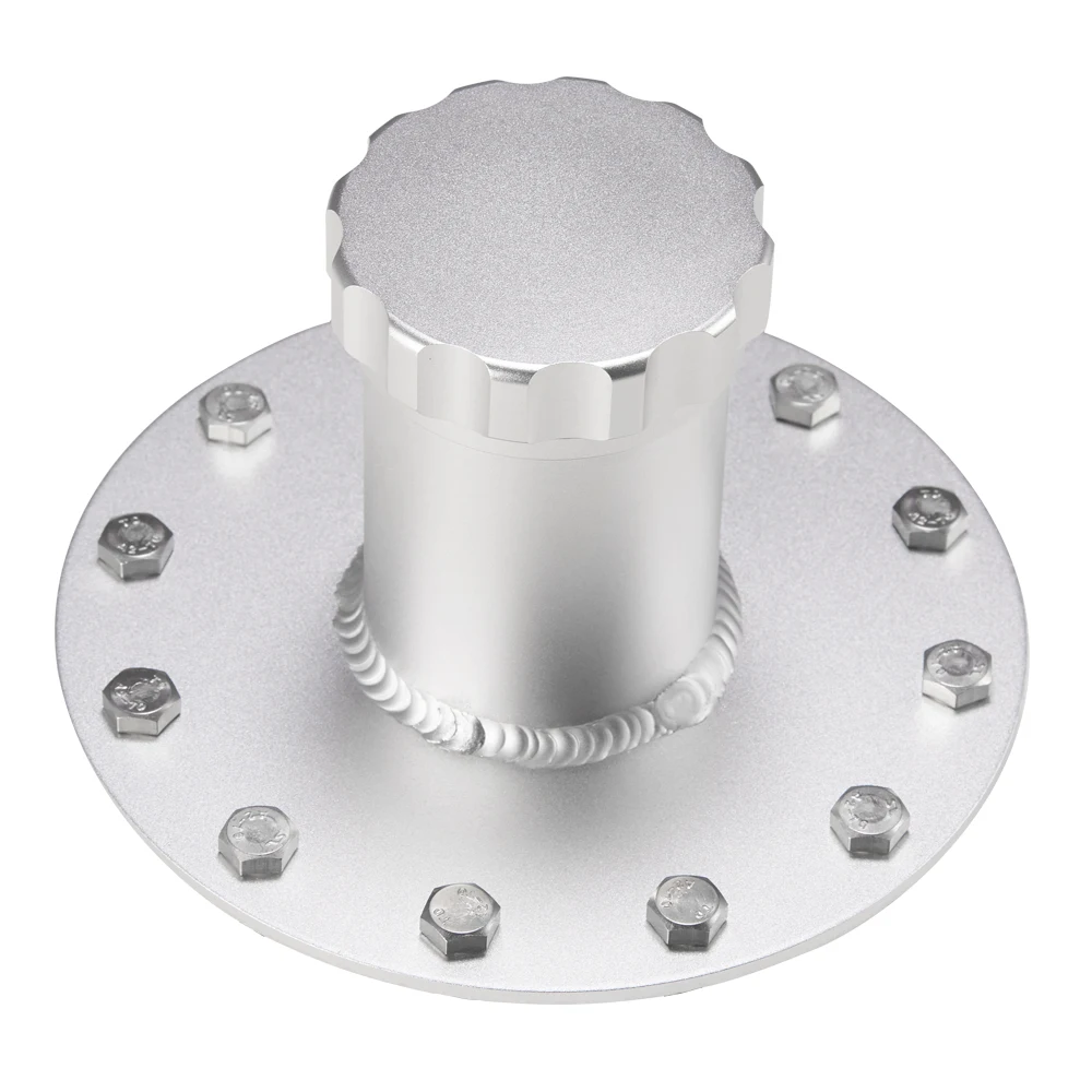 Aluminum Billet Race Fuel Cell Surge Tank Cap Straight Filler Neck for 12 Bolt Flange