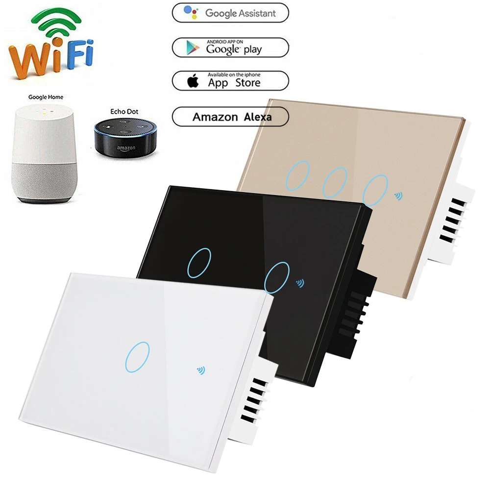  110 В 220 1/2/3 комплект Wi-Fi контролируемый настенный выключатель питания стандарта Австралии США умный
