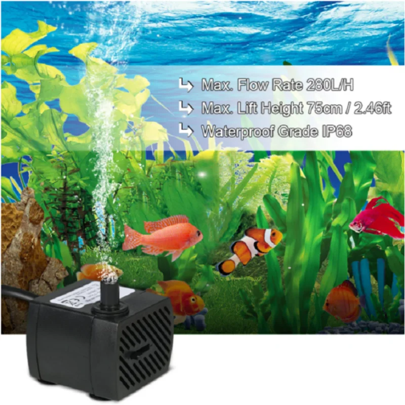 zaohetian  Small power water landscape hydroponic indoor fountain pumm fish pond fountain pump aquarium water pump 3W