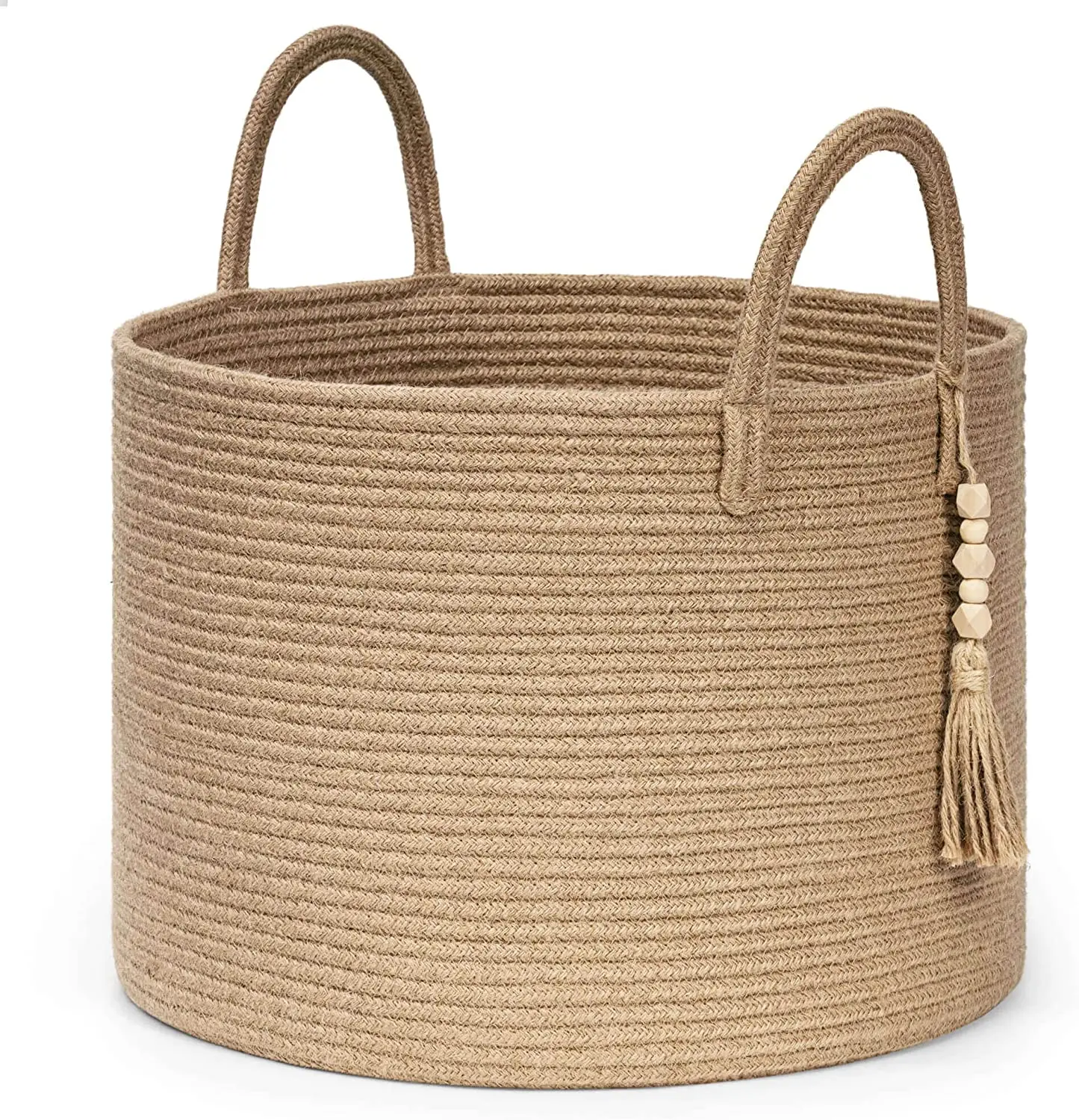 QJMAX Woven Cotton Rope Storage Basket For Nursery Living Room Bedroom