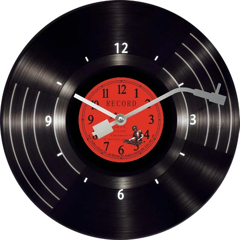 European Retro Nostalgic Ultra-Quiet Vinyl Record Personality Cafe Bar Decorative Wall Clock