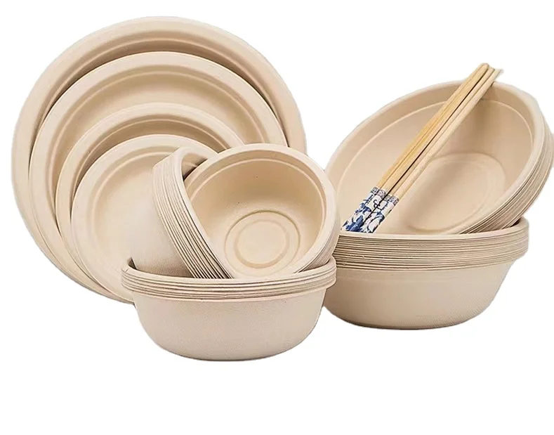Cheap Price Water Resistant Take Away Compostable Pulp Sugarcane Fiber Bagasse Oval Salad Bowl 115ML