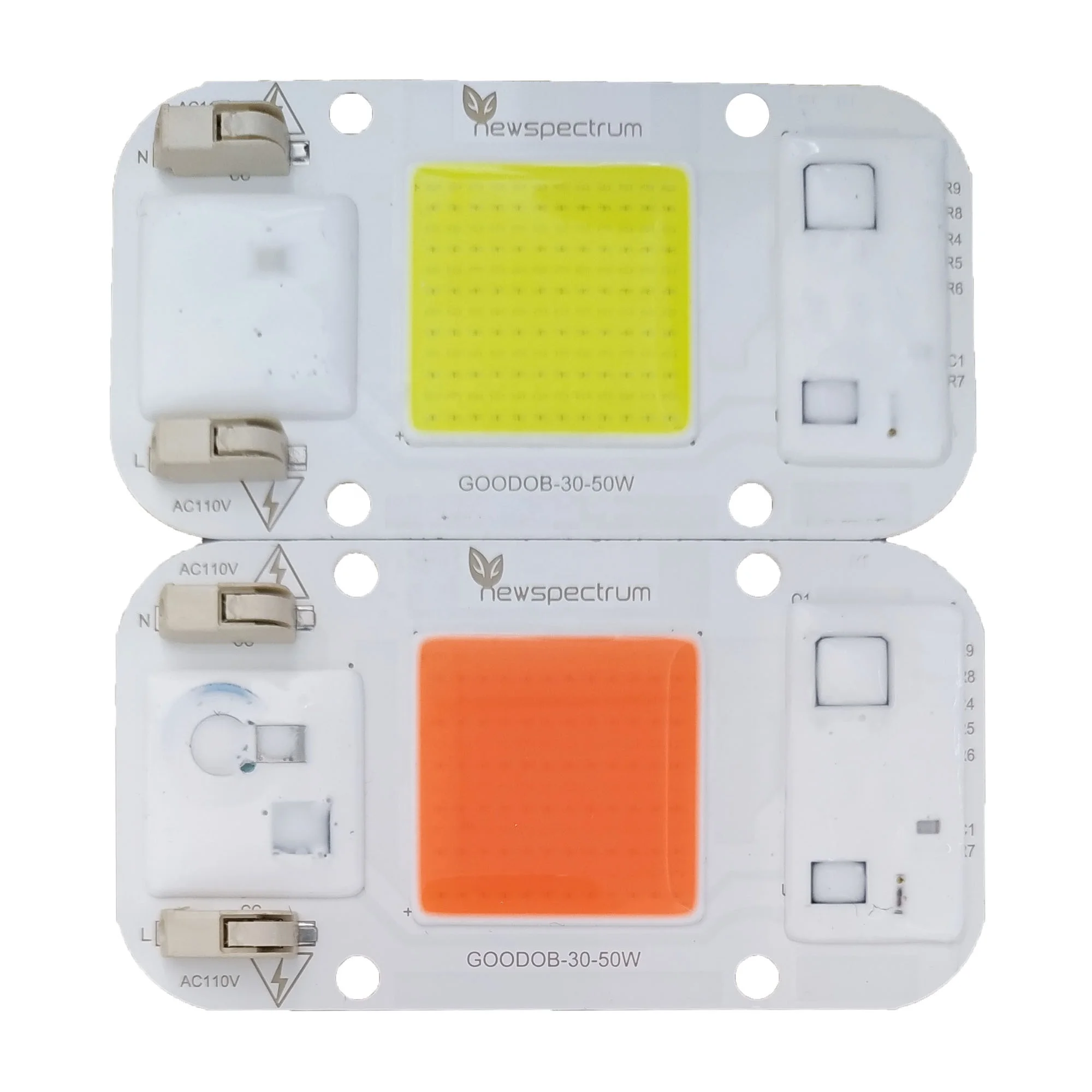 Newspectrum 4075 size full spectrum 30W 50W AC 110V 220V Driverless Cob dob grow led chip High Power cob grow led 50w chip