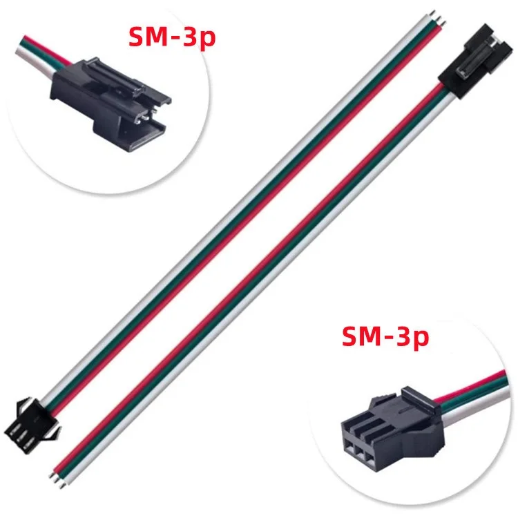 Manufacturer wholesale SM3pin 3core four pin aircraft head male busbar RGB4Pin male female 15CM connecting wire