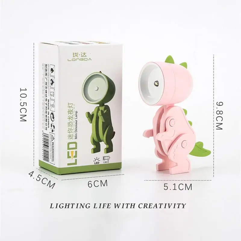 High Quality Mini Dinosaur Night Light Cute Dinosaur Design Folding Table Lamp Battery Powered For Bedroom Living Room Decor