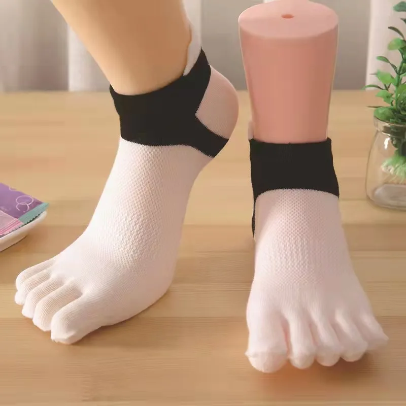 Custom logo ankle colorful cotton socks men 5 finger toe men socks