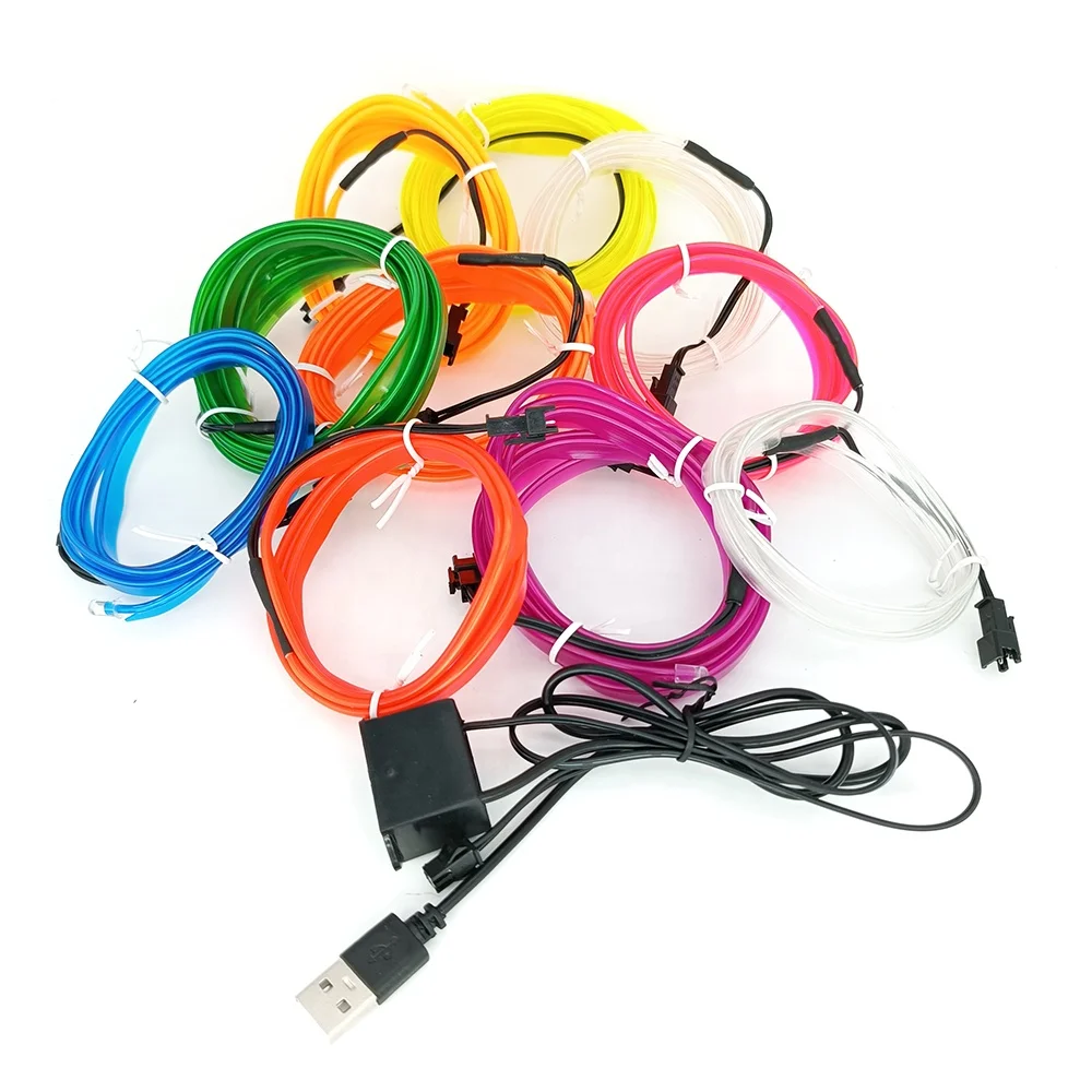 Car led light USB led neon flexible strip 3M 5M 10M waterproof el wire interior car lights