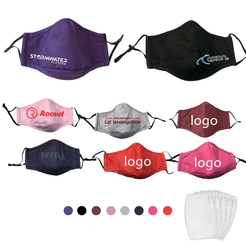 Wholesale Reusable Fabric Mask Custom Logo Print customize logo face  party mask