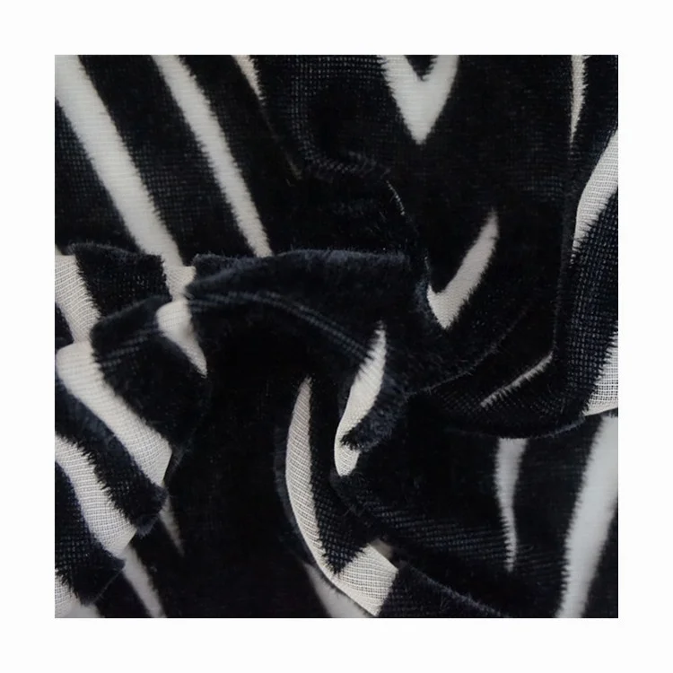 Горячий стиль Черный волны полиэстер жаккард бархат ткань для свадебного платья