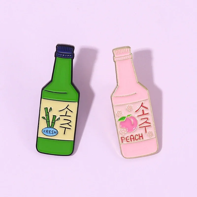 Custom Creative Korean Soju Mold Zinc Alloy Gold Plating Soft Enamel Pin Bag and Hat Decorative High Quality Metal Enamel Pin