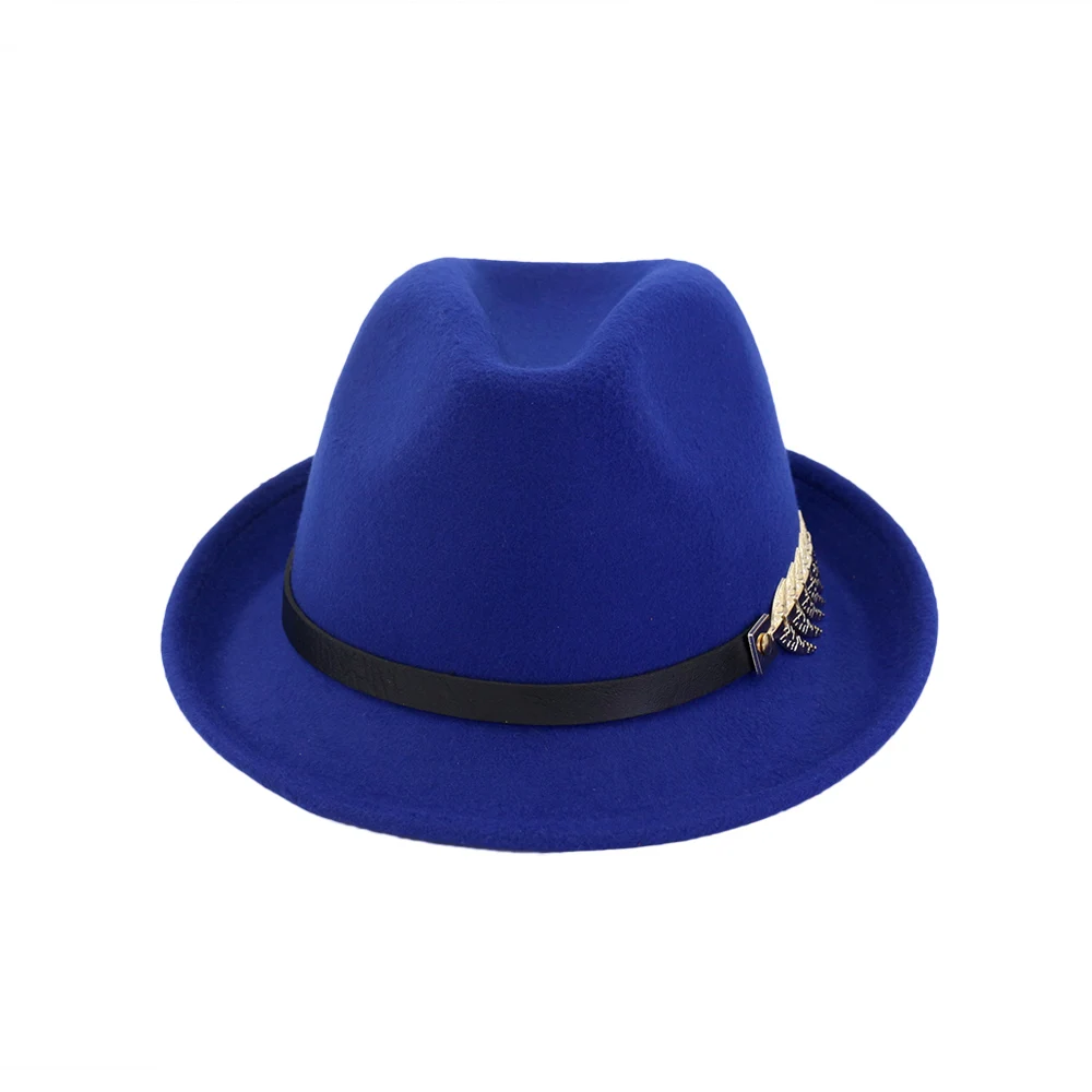 Autumn Winter Trendy Fedora Bucket Hat Classic Wool Dome Round Roll-up Brim Bowler Hats