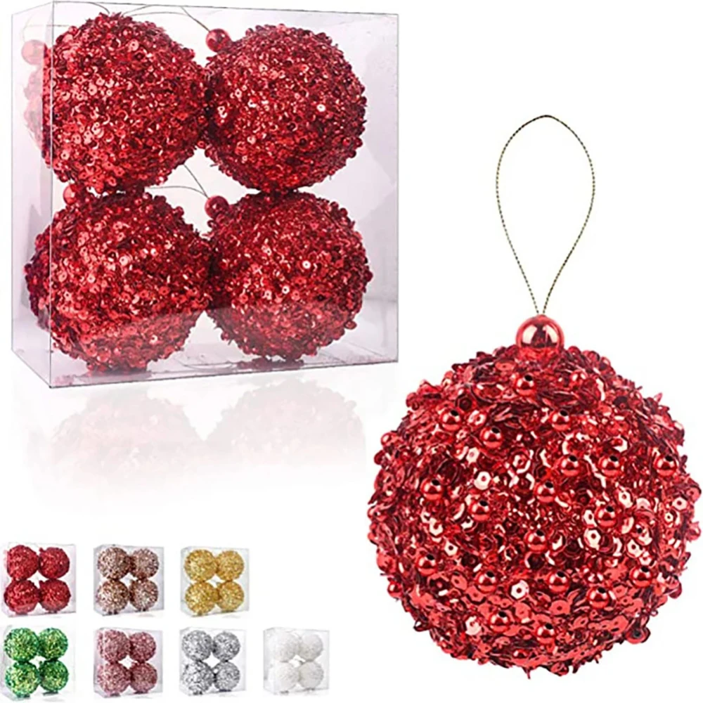 New Design Luxury 8cm White Foam Christmas Ball Ornaments Christmas Tree hanging Decorations