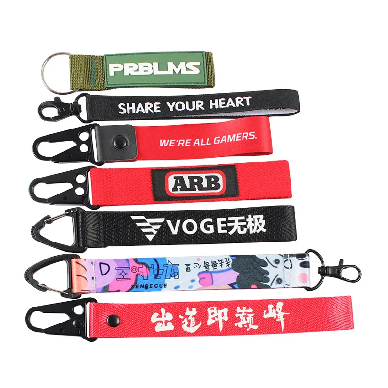 Manufacturer custom screen printing rubber Indonesian dragon webbing lanyard with eagle beak buckle