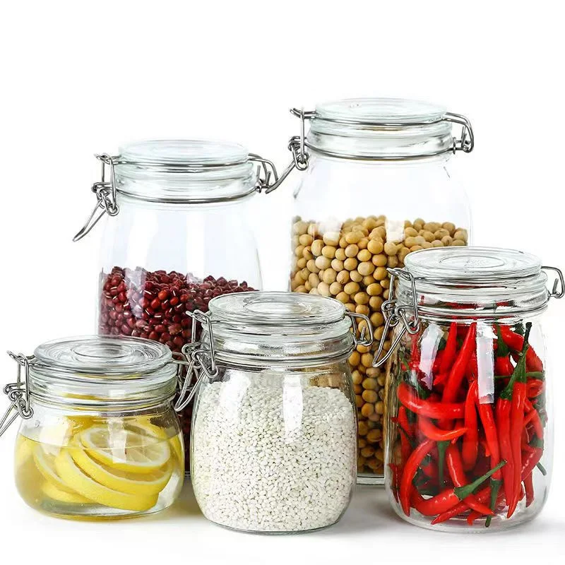 Chinese Supplier 1500ml 2200ml 3300ml Extra Large Glass Storage Containers With Buckle Lids