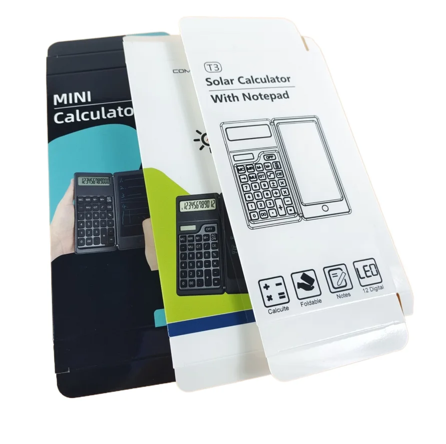 Single cardboard packaging box for electronic products calculator packaging box with thin paper